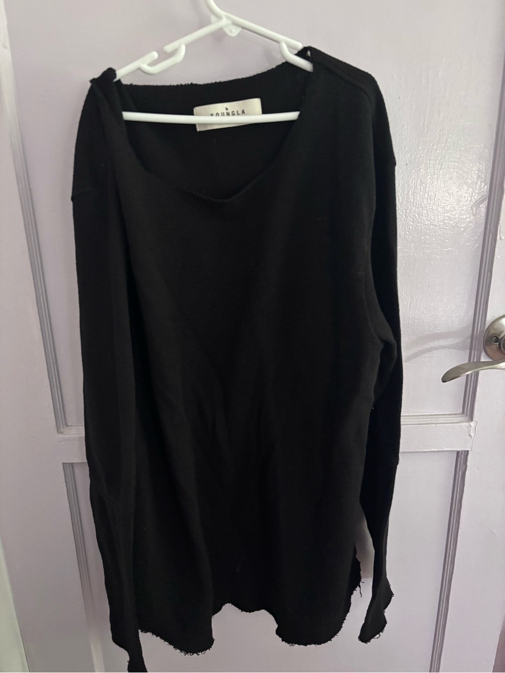 YoungLA Black Ribbed Long Sleeve Top